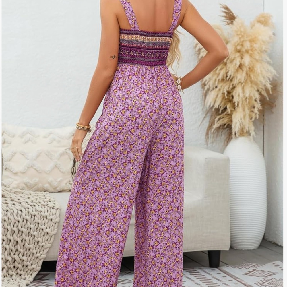 Chic Floral Purple Jumpsuit - Picture 3 of 5